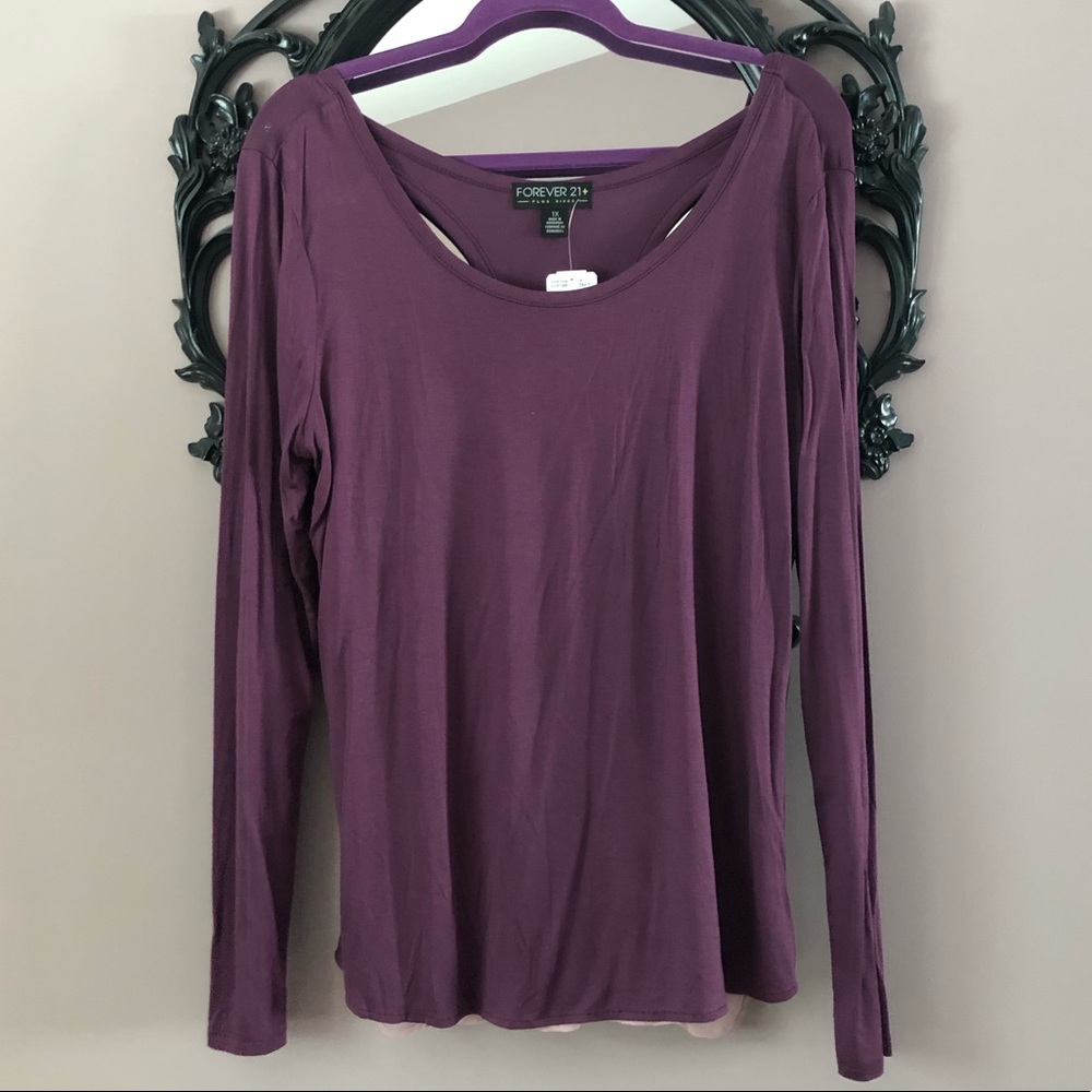 Forever 21 long sleeved wine/mauve jersey top